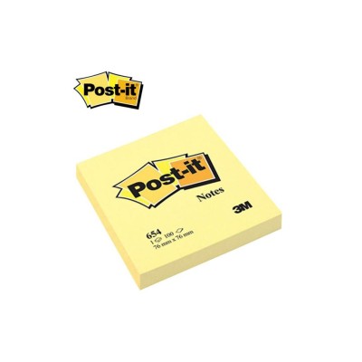 3M Post-It 654 Not Kağıdı 76 x 76 mm Sarı 100 Yaprak 