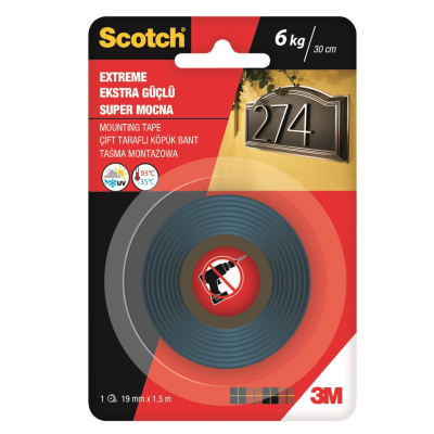 3M Scotch 4002 Extra Güçlü Montaj Bandı 19mmx1.5m