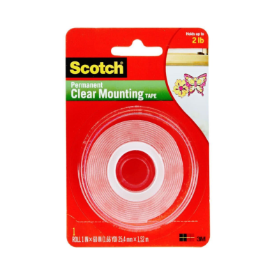 3M Scotch® 4010 Çift Taraflı Şeffaf Montaj Bantı 25,4mm x 1.5mt