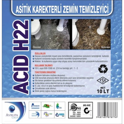 ACID H22 Asitik Karakterli ZeminTem.10 Litre