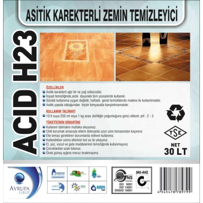 ACID H23 Asitik Karakterli ZeminTem.30 Litre