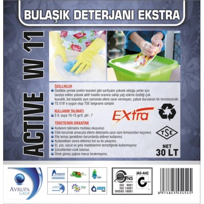 ACTİVE W11 Bulaşık Deterjanı  Ekstra 30 Litre