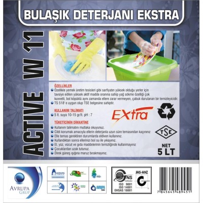 ACTİVE W11 Bulaşık Deterjanı  Ekstra 5 Litre