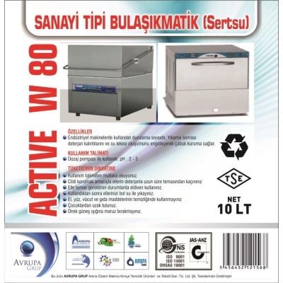 ACTİVE W80 San.Tipi Bulaşık Mak.Deterjanı 10 Litre