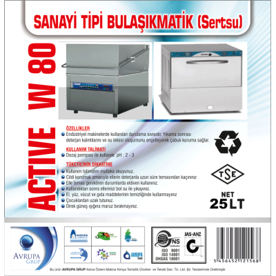 ACTİVE W80 San.Tipi Bulaşık Mak.Deterjanı 25 Litre