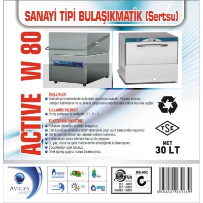 ACTİVE W80 San.Tipi Bulaşık Makinası Deterjanı 30 Litre