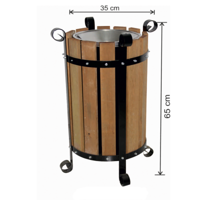 Ahşap Dekorlu Çöp Kovası İç Kovalı 28 Litre