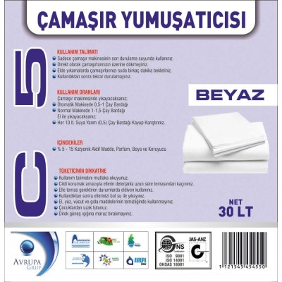 C5 Çamaşır Yumuşatıcısı Beyaz 30 Litre