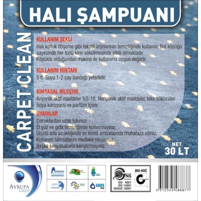 Carpet Clean Halı Şampuanı 30 Litre