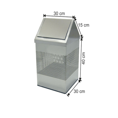 Çatı Kapaklı Çöp Kovası 36 Litre Paslanmaz