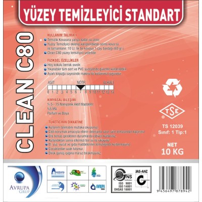 CLEAN C80 Yüzey Temizleyici Standart 10 Kg