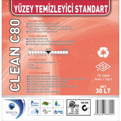 CLEAN C80 Yüzey Temizleyici Standart 30 Litre