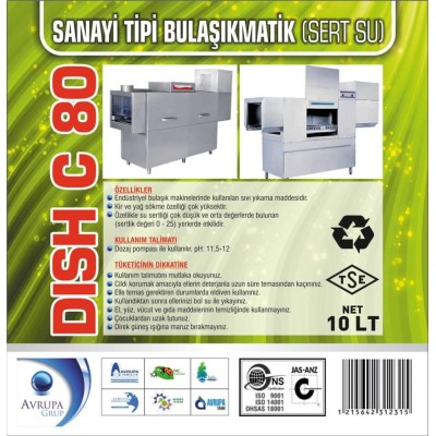 DISCH C80 San.Tipi Bulaşık Mak.Deterjanı 10 Litre