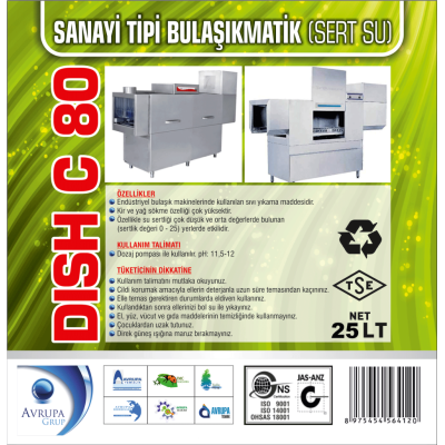 DISCH C80 San.Tipi Bulaşık Mak.Deterjanı 25 Litre