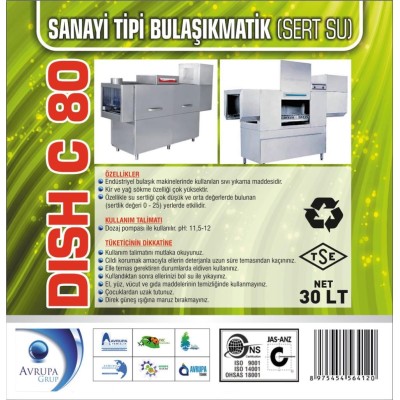 DISCH C80 San.Tipi Bulaşık Mak.Deterjanı 30 Litre