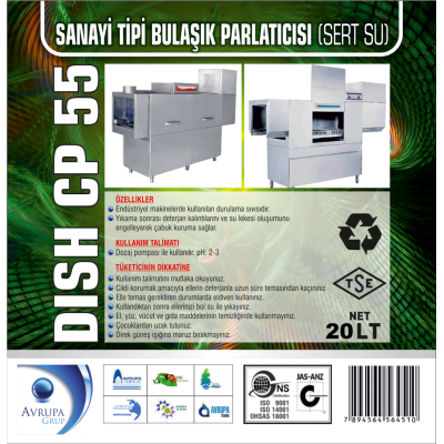 DISCH CP55 San.Tipi Bulaşık Mak.Parlatıcısı 20 Litre