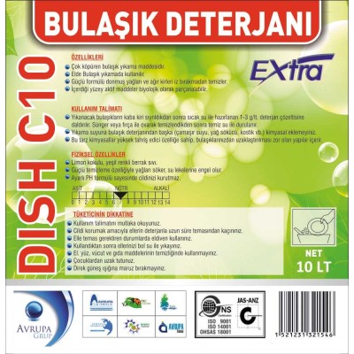 DISH C10 Bulaşık Deterjanı Ekstra 10 Litre