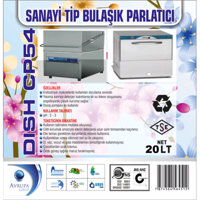 DISH CP54 San.Tipi Bulaşık Mak.Parlatıcısı 20 Litre 