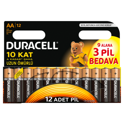 Duracell Alkalin AA Kalem Pil Ekonomik 9+3'lü Paket