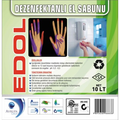 EDOL Dezenfekatnlı Sıvı El Sabunu 10 Litre