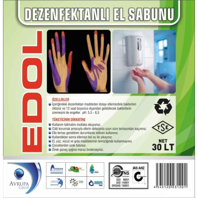 EDOL Dezenfekatnlı Sıvı El Sabunu 30 Litre