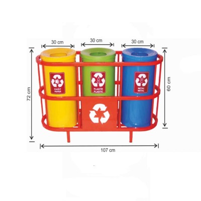 Geri Dönüşüm Kovası Boyalı Kasalı 3 Lü