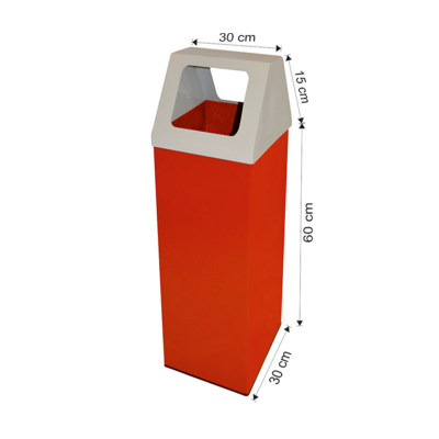 Kare Kapaklı Boyalı Çöp Kovası 54 Litre