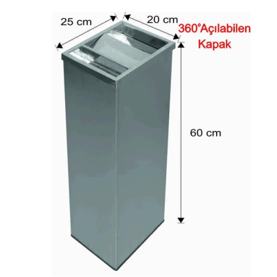 Küllüklü Çatı Kapaklı Çöp Kovası Paslanmaz 30 Litre