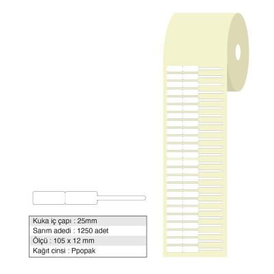 Kuyumcu Etiketi Opak 105x12mm Rulo 1250 Adet