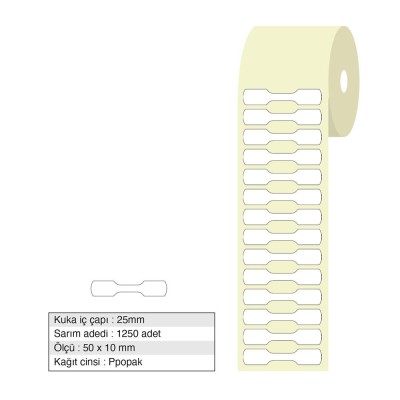 Kuyumcu Etiketi Opak 50x10mm Rulo 1250 Adet