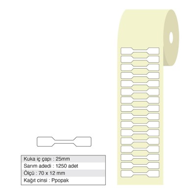 Kuyumcu Etiketi Opak 70x12mm Rulo 1250 Adet