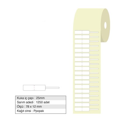 Kuyumcu Etiketi Opak 78x12mm Rulo 1250 Adet