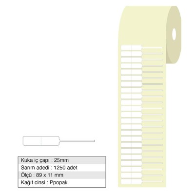 Kuyumcu Etiketi Opak 89x11mm Rulo 1250 Adet