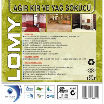 LOMY Ağır Kir ve Yağ Sökücü Kimyasal 10 Litre