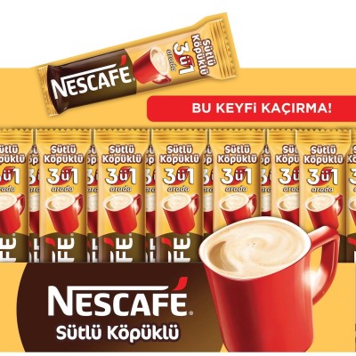 Nescafe 3'ü 1 Arada Sütlü Köpüklü 17.4 gr 72 Li Paket