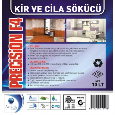 PRECİSİON F4 Kir ve Cila Sökücü 10 Litre