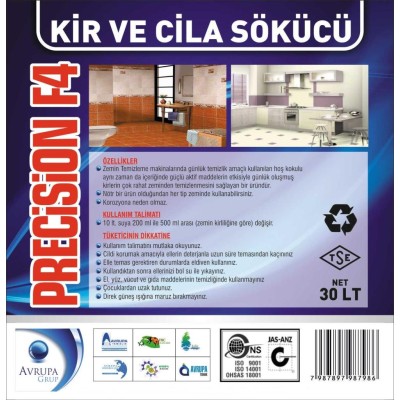 PRECİSİON F4 Kir ve Cila Sökücü 30 Litre