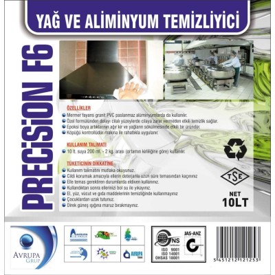 PRECİSİON F6 Kir Yağ ve Aliminyum Tem.Maddesi 10 Litre