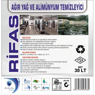 RİFAS Ağır Yağ ve Alüminyum Temizleyici 30 Litre