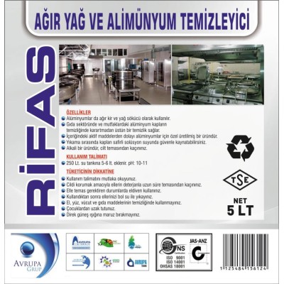 RİFAS Ağır Yağ ve Alüminyum Temizleyici 5 Litre