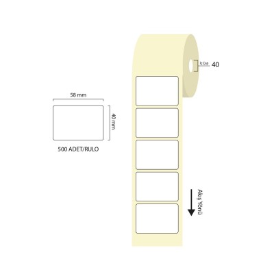 Tanex 58x40mm Eco Termal Etiket 1 Li 40mm Çap 500 Lü