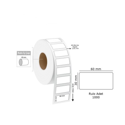 Tanex 60x30mm Eco Termal Etiket 1 Li 40mm Çap 1000 Li