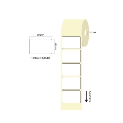 Tanex 60x40mm Eco Termal Etiket 1 Li 40mm Çap 1000 Li