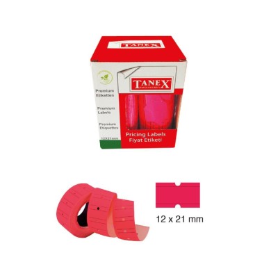 Tanex Fiyat Etiketi 21x12 cm Pembe Renk 800 Lü 6 lı Rulo