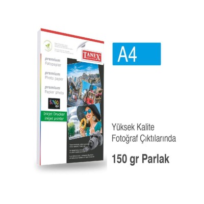 Tanex Fotoğraf Kağıdı A4 150 gr 210 mm x 297 mm 25 Sayfa