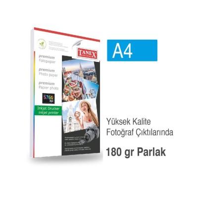 Tanex Fotoğraf Kağıdı A4 180 gr 210 mm x 297 mm 25 Sayfa