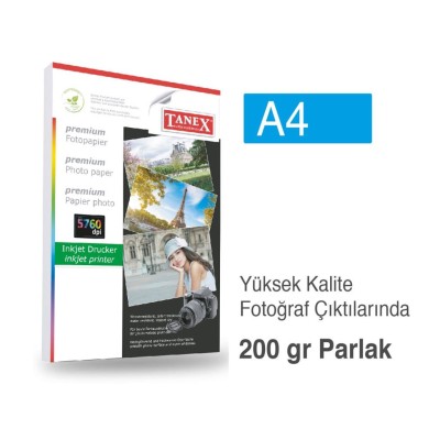 Tanex Fotoğraf Kağıdı A4 200 gr 210 mm x 297 mm 25 Sayfa