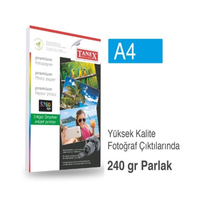 Tanex Fotoğraf Kağıdı A4 240 gr 240 mm x 297 mm 20 Sayfa