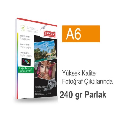 Tanex Fotoğraf Kağıdı A6 240 gr 100 mm x 150 mm 50 Sayfa