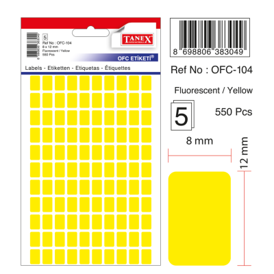 Tanex Ofc-104 Flo Sarı Ofis Etiketi